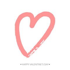 Brush drawing calligraphy heart card. Vector illustration
