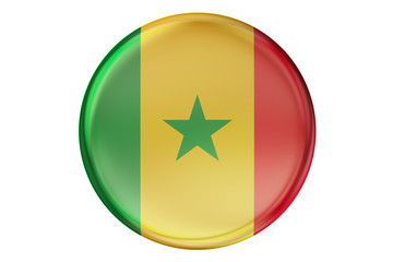 Badge with flag of Senegal, 3D rendering