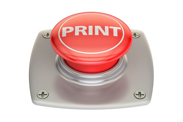 Print red button, 3D rendering