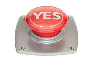 Yes red button, 3D rendering