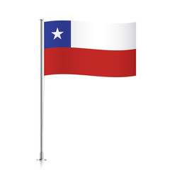 Obraz premium Chile vector flag template. Waving flag of Chile on a metallic pole, isolated on a white background.