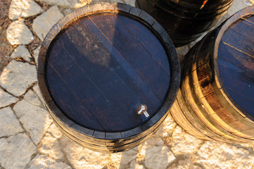wood old wine barrel