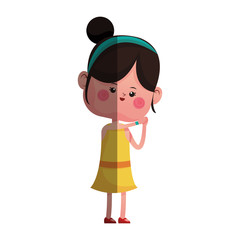 kawaii girl icon over white background. colorful designvector illustration