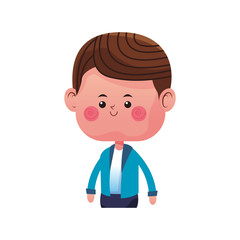 kawaii happy man icon over white background. colorful design. vector illustration