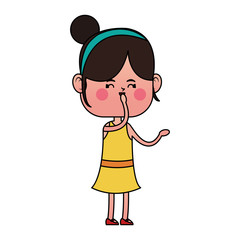 kawaii happy girl icon over white background. colorful design. vector illustration