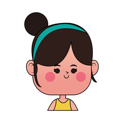 kawaii happy girl icon over white background. colorful design. vector illustration