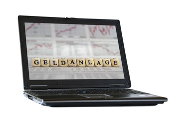 financial investment on the screen of a isolated notebook