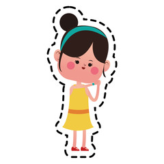 kawaii happy girl icon over white background. colorful design. vector illustration