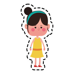 kawaii happy girl icon over white background. colorful design. vector illustration