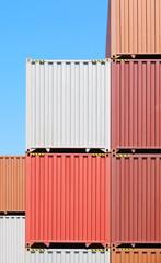 Multicolor of Cargo container stack at container yerd area