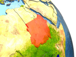Sudan on Earth in red