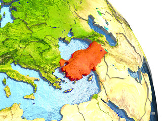 Turkey on Earth in red