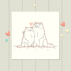 Valentine Card with Cute Cats