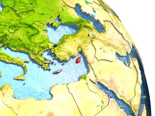 Cyprus on Earth in red