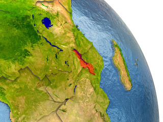 Malawi on Earth in red