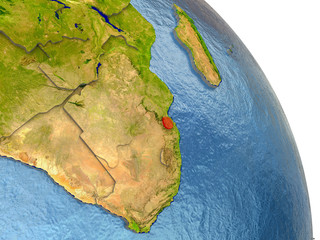 Swaziland on Earth in red