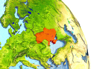 Ukraine on Earth in red