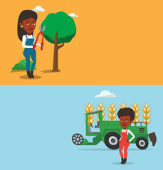 Fototapeta premium Two agricultural banners with space for text.