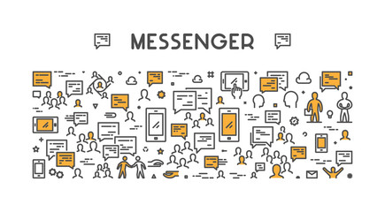 Vector line web concept for messenger