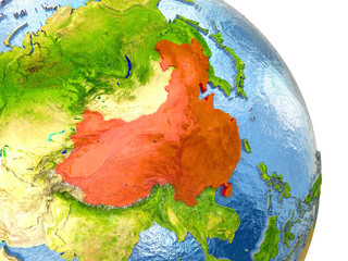 China on Earth in red