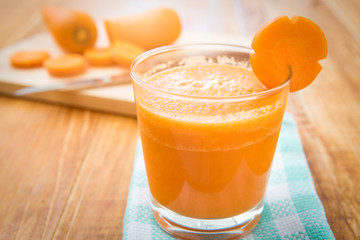 Glasses of fresh carrot juice