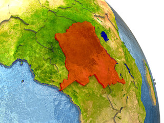 Democratic Republic of Congo on Earth in red