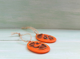 Aromatic sachets wax with herbs and spices, handmade