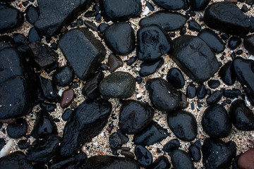 Coral sand between Black rock on Claigan Coral beach