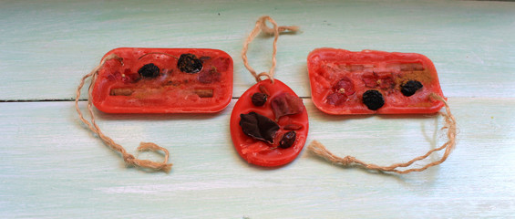 Aromatic sachets wax with herbs and spices, handmade