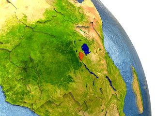 Rwanda on Earth in red