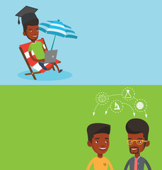 Two educational banners with space for text.