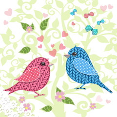 knitted birds on tree for your design