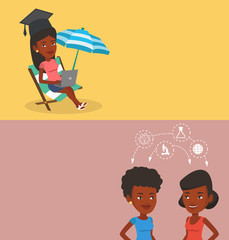 Two educational banners with space for text.