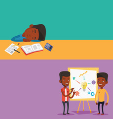 Two educational banners with space for text.