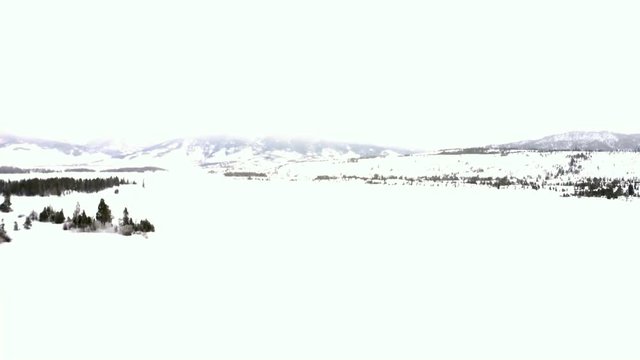 Aerial view of mountains and Dillon Reservoir in the Winter