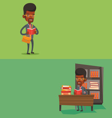 Two educational banners with space for text.