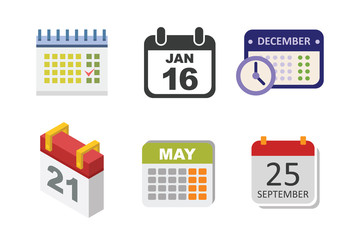 Vector calendar icon set.