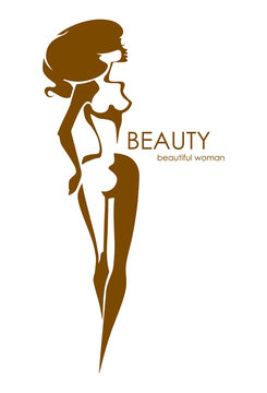 Beautiful naked woman. Idea of the logo for a beauty salon, model studio, and another.