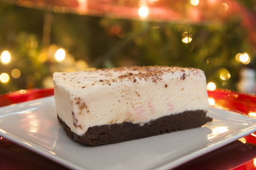 Candy Cane and Brownie Ice Cream Cake