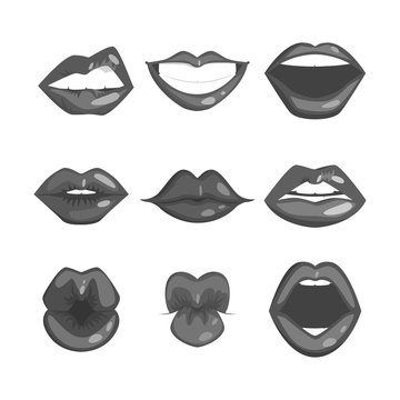 Woman lips silhouette vector illustration.