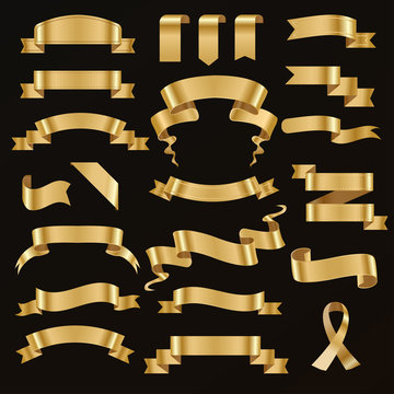 Golden ribbon vector illustration.