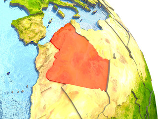 Algeria on Earth in red