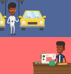 Obraz premium Two industrial banners with space for text.