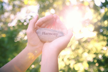 Hands holding stone of Harmony