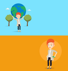 Two business banners with space for text.