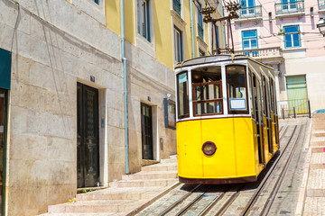 Funicular in the city center of Lisbon
