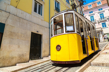 Naklejka na ściany i meble Funicular in the city center of Lisbon