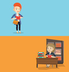 Two educational banners with space for text.