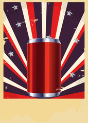 Retro poster soda in aluminum cans