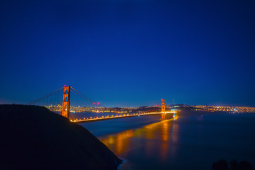 Golden Gate Bridge, San Francisco at night, USA